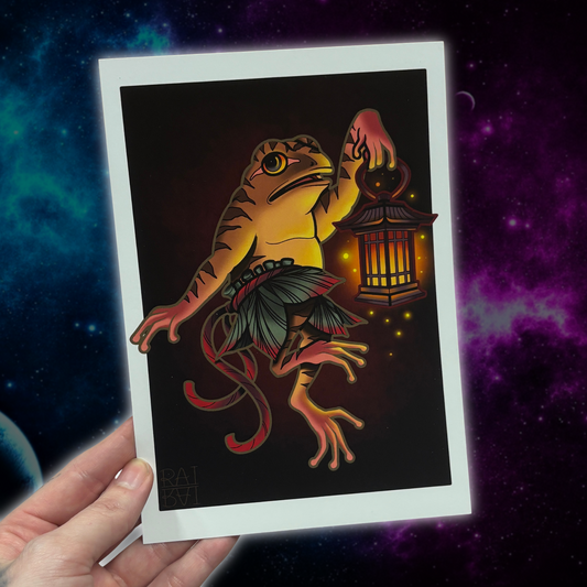 Frog with Lantern (Taideprintti)